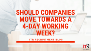 Man on computer graphic:Should Companies Move Towards a 4-Day Working Week